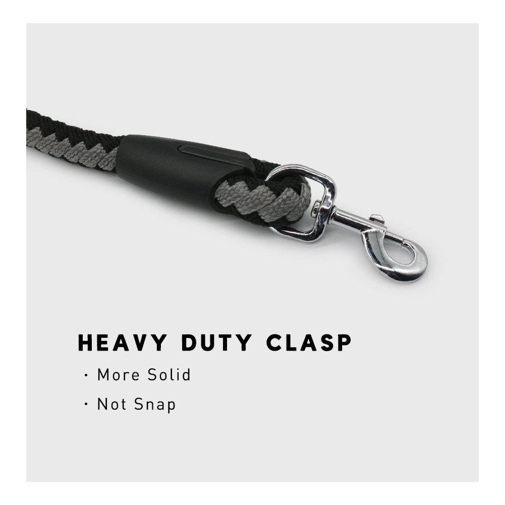 Nuheby Heavy Duty Dog Leash for Large Dog Woven Nylon Durable Round Rope Training Leash 4 Feet Long x 3/4 Inch Thick with Traffic Handle for Dog Walking Lead (Black)