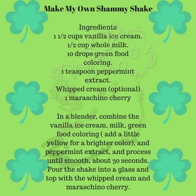 Multiple ST. Patrick's Day 4 Piece Green Derby Hat, Bow Tie, 10 Count Buttons, Milkshake Recipe Card