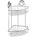HASKO accessories - Suction Cup Corner Shower Caddy | 304 Stainless Steel Polished Chrome Shelf 2 Tier Basket Holder for Bathroom and kitchen