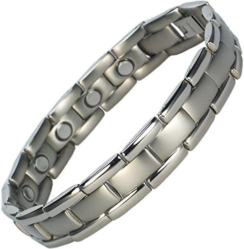 IonTopia Atlas Titanium Magnetic Therapy Bracelet Silver L with Free Links Removal Tool