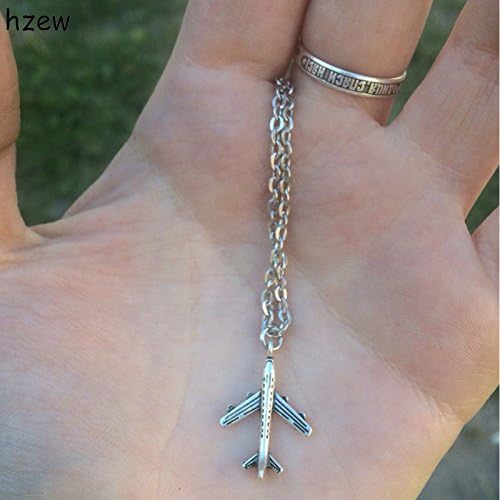hzew Boys Girl Jewelry Silver Alloy Toys Aircraft Airplane Pendant Short Chain Collar Chunky Necklace (silver)