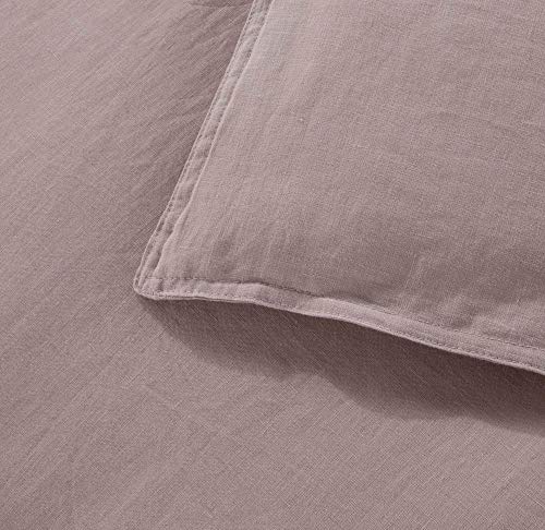 meadow park Stone Washed French Linen Duvet Cover Set 3 Pieces - Super Soft, King Size - 104 inches x 94 inches -Shams 20 inches x 36 inches, Basic Style, Blush Color