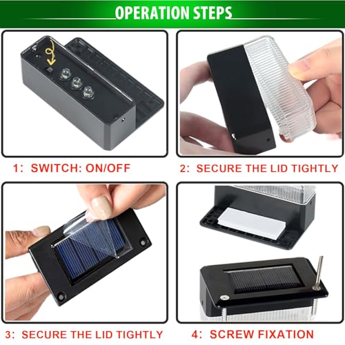 GT HITGX Solpex Solar Lights Outdoor, 4 Pieces, Warm White Stair Lights, Waterproof Solar Lights, LED Lighting for Outdoor Stairs, Steps, Fence, Patio, Decor