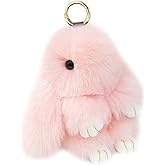 MBZRQKZS Bunny Keychain Soft Fluffy Rabbit Keychain Cute Colorful Rabbit Fur Pom Pom Key Rings for Women Pendant Accessories