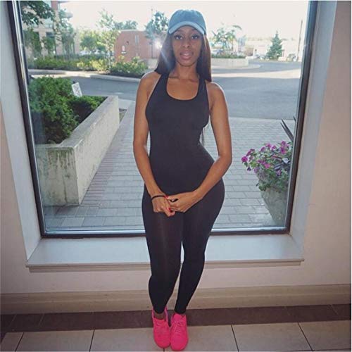 Sunyastor Women Bodysuit Romper Jumpsuits One Piece Body Full Strap Tank with Long Pants Leggings Bodycon Sexy Tight Playsuit Black