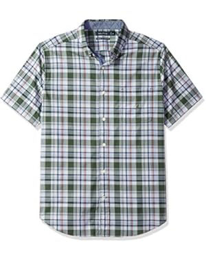 Men's Short Sleeve Plaid Button Down Shirt