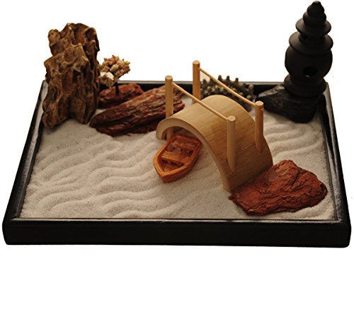 image for ICNBUYS Zen Garden with Boat Bridge Japanese Censers Set with Free Rak