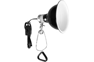Simple Deluxe Reptile Clamp Lamp Light Fixture with 5.5 Inch Aluminum Reflector for Amphibian Pet, 60W Ceramic Lamp Cap(no Bulb Included), Black