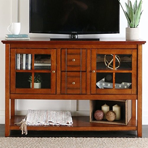 WE Furniture 52" Console Table Wood TV Stand Console, Rustic