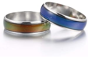 YOCOYEE 2pcs 6mm Color Changing Ring Mood Emotion Temperature Index Copper Color Change Ring for Women Men Girls Boys