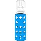 Lifefactory 9-Ounce Glass Baby Bottle with Protective Silicone Sleeve and Stage 2 Nipple Cobalt Blue (LF110008C4)