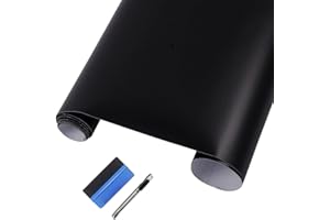 LZLRUN Matte Black Vinyl Wrap Self Adhesive Air Release Bubble - Outdoor Rated for Automotive Use - 12" x 60" Knife + Hand Tool (1FT X 5FT)