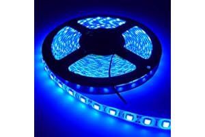 iNextStation Blue LED Lights 12V LED Light Strip 16.4ft/5m Flexible LED Strip Lights Cuttable 300 LEDs 5050 Tape Lights for Bedroom, Kitchen, Cabinet, Mirror (Power Adapter not Included)