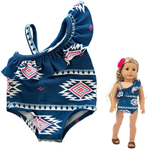 Prevently New Cute Doll Printing One-piece Swimsuit Clothes Fits Outfit For 18 Inch Girl Dolls Accessories