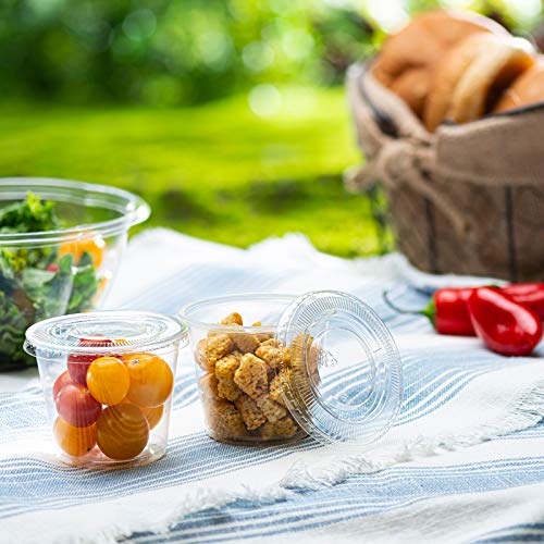 Zeml Portion Cups with Lids (5.5 Ounces, 100 Pack) Disposable Plastic
