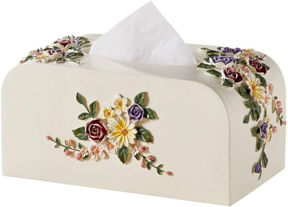 Tissue Holder Floral Carving Tissue Box Tissue Box Box Cover Printed Square Tissue Storage Box for Dinning Table Bathroom Kitchen Office Decoration Household Room Tissue Storage Box, JiangKui