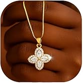Darenli 18K Gold Plated Diamond Four Leaf Clover Necklace for Women – Adjustable Chain with Sparkling CZ Pendant, Elegant and Lucky Fashion Jewelry Gift