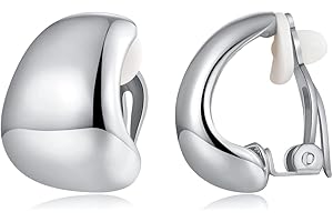 MUYAN Dainty Chunky Clip On Earrings for Women Multiple Styles Gold Silver Retro Clip Earrings