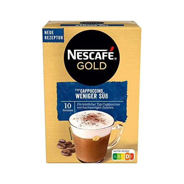NESCAFÉ GOLD Typ Cappuccino Weniger Süß, Getränkepulver aus löslichem Bohnenkaffee, koffeinhaltig, 1er Pack (1 x 10…