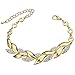 Long Way Women's Gold Plated Rhinestone Leaf Bracelet