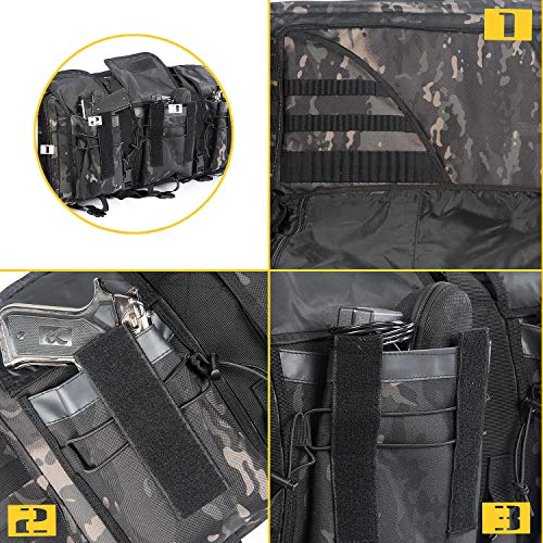 AK47/AR16 Tactical Rifle Case Double Carbine Bag Outdoor Molle Deluxe Double Rifle Gun Bag Padded Long Gun Case & Rifle Storage Backpack(2 Sizes and 6 Colors to chooese from) (BLACK MULTICAM, 42inch)