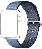 SELLERS360 Nylon Watch Woven Band Replacement Strap for Apple watch band Series 1 Series 2 iwatch (Navy/Tahoe Blue 42mm)