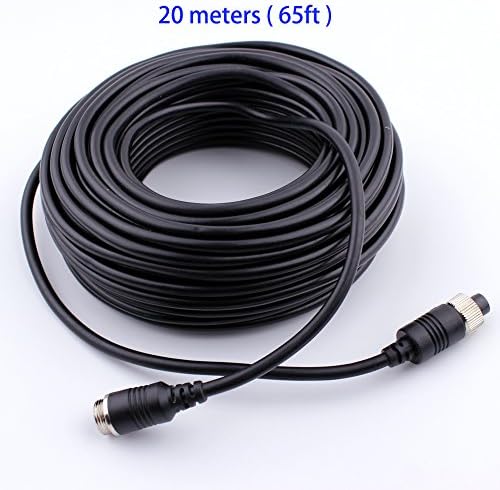 Camnex 20m 65ft 4pin Cable Backup Camera Cable Video Power Extension Aviation Connector Cable for Rear View Camera System applicable to Bus Truck Trailer RV Van Reverse Parking Camera Waterproof Shock