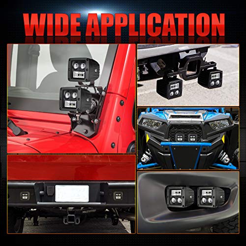LED Cubes, OFFROADTOWN 2PCS 64W LED Pods 3 Inch Off Road Lights Osram LED Driving Lights Spot Flood Combo LED Cubes Fog Lights Square LED Work Light Bar for Truck Jeep SUV ATV UTV Offroad Boat