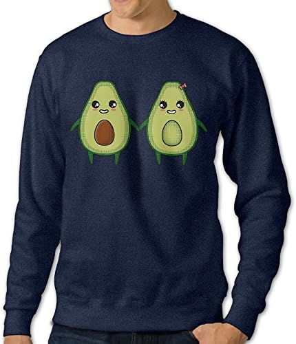 Umison Avocado Couple Men's Crewneck Long Sleeve Tshirt Navy L