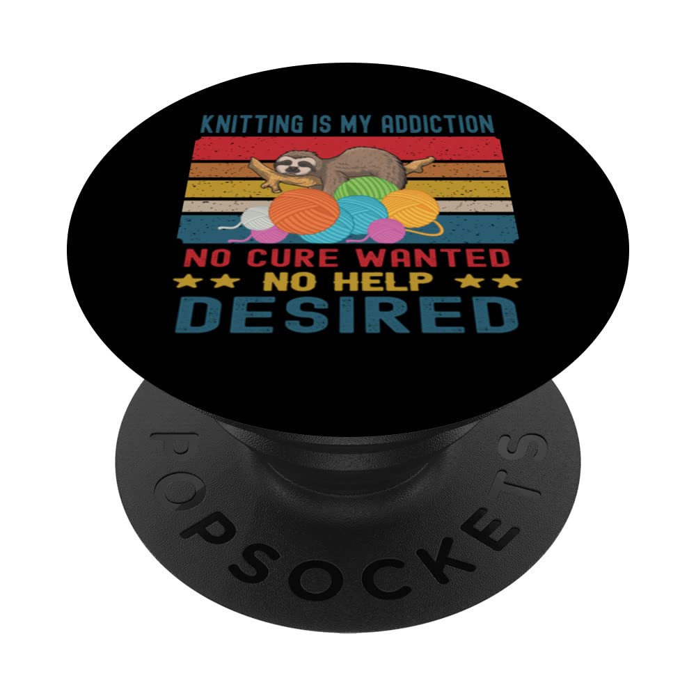 Knitting Lover Sleepy Sloth Needles Knitting Gifts PopSockets Swappable PopGrip