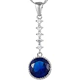 RIZILIA Pendant with 18" Chain & Round Cut CZ [5 Colors Available] in White Gold Plated, Simple Modern Elegant