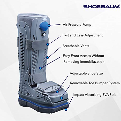Shoebaum Air Cam/Fracture Boot with Shock Absorbers | Walker for Fracture Recovery, Protection and Healing After Foot or Ankle Injuries- Small/Medium 6-11.5 Adjustable - Thumbnail 3