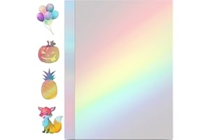 COSRK Holographic Sticker Paper, 24 Sheets Transparent Holographic Laminate Vinyl Sheets, Clear Overlay Lamination Sticker Film Self Adhesive Waterproof with Rainbow Patterns - 8.5 x 11 Inch (Laser Style)