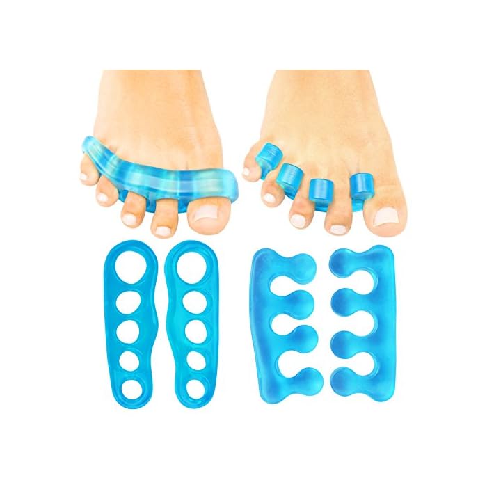 ViveSole Toe Stretchers (4 Pieces) - Silicone Gel Separators - Therapeutic Spa Spreaders for Plantar Fasciitis, Bunions…
