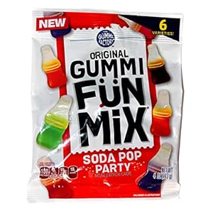 Image of The Gummi Factory (1) Bag Original Gummi Fun Mix Soda Pop Party - 6 Candy Varieties: Orange, Lemon-Lime, Strawberry, Grape, Cherry Cola, Cola - 4 oz