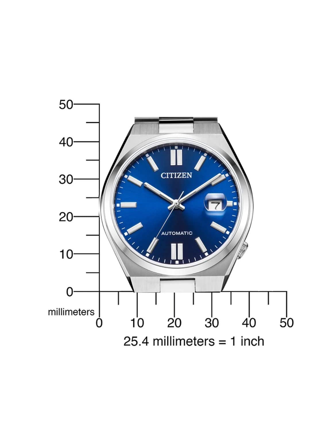 Citizen Automatik Herren Armbanduhr aus Edelstahl in der Farbe Silber-Blau 40mm, Wasserdichtigkeit: 5Bar, NJ0150-81L 6