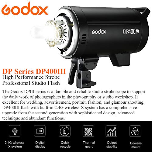 Godox DP400III Professioneller Studioblitz 1s Recyclingzeit GN65 5600k 400Ws Bowens Mount 150W Einstelllampe (DP400III) – Bild 5