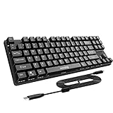 VicTsing Mechanical Keyboard, Gaming Keyboard with Red Switches, Wired Keyboard with Pluggable USB Cable, 87-Key Anti-ghosting, Waterproof Keyboard for Computer, PC and Laptop, Black