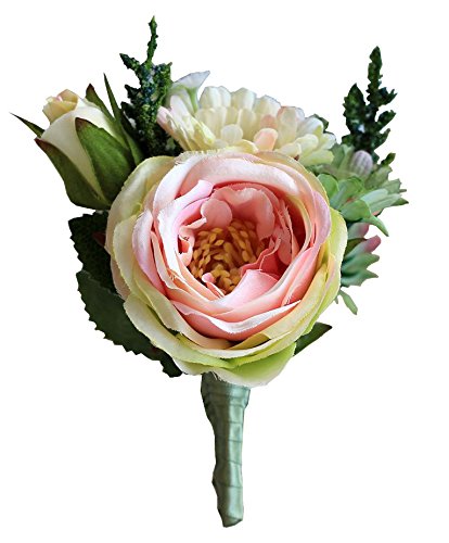 S_SSOY Boutonniere Bridegroom Groom Men's Boutonniere Groomsmen Best Man Boutineer with Pin Artificial Flower Brooch Corsage for Wedding Homecoming Prom Suit Decor