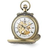 Sonia Jewels Charles Hubert Antique Gold Men's Finish Lion Crest Pocket Watch 14.5"