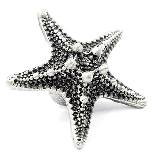 LBFEEL Pewter Pulls Antique Starfish Drawer Pulls Knob Seaside