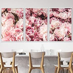 signwin 3 Piece Framed Canvas Wall Art Pink...