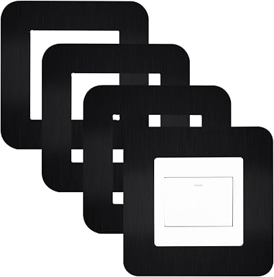 JJWNMLL 4 Pcs Light Switch Cover Plates Black 3.38 Inch Surround