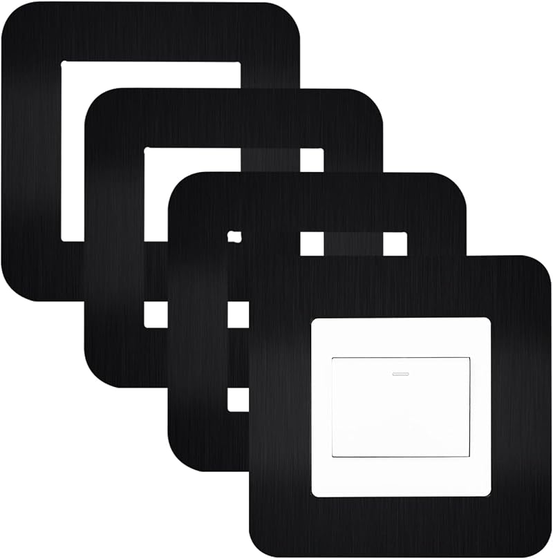 JJWNMLL 4 Pcs Light Switch Cover Plates Black 3.38 Inch Surround