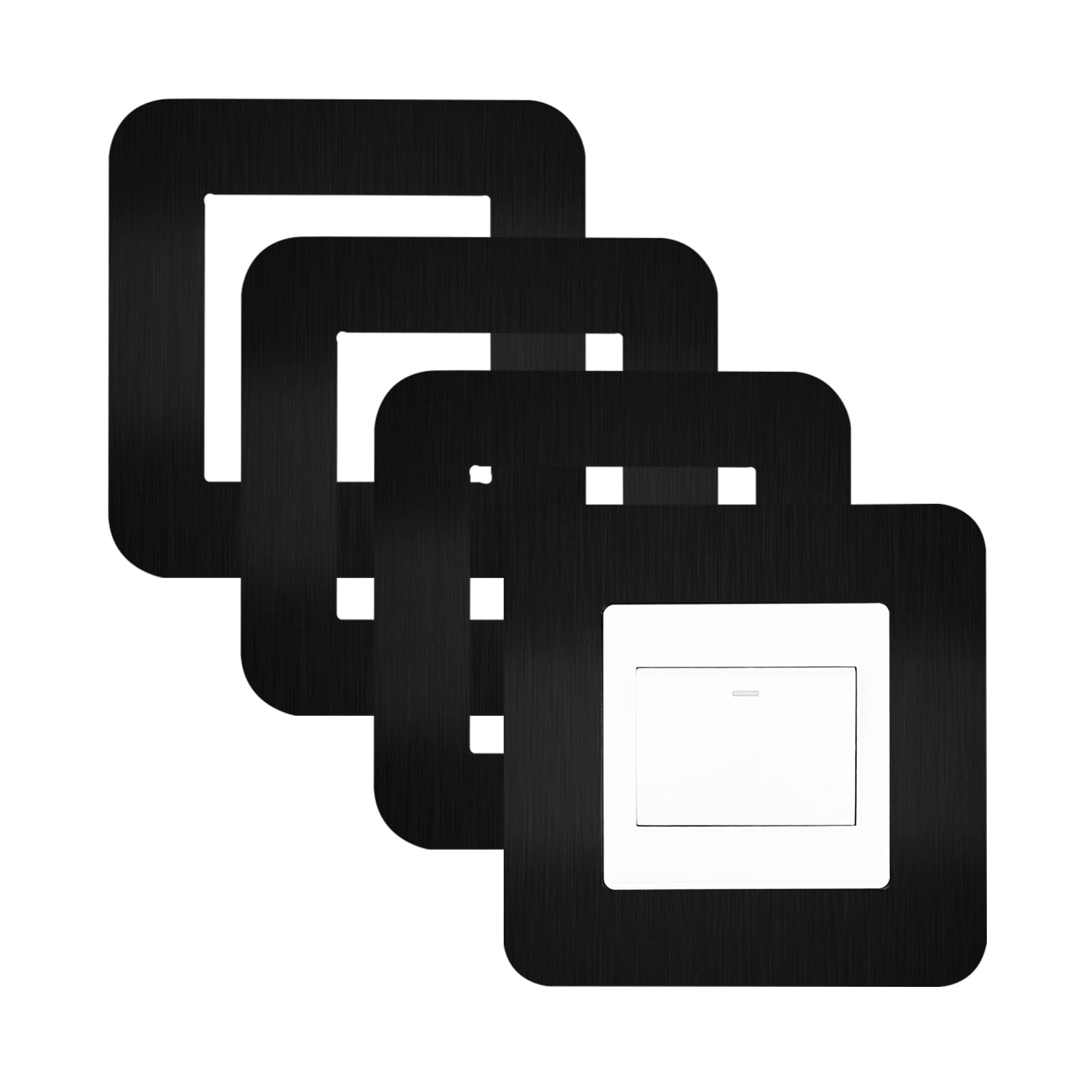 JJWNMLL 4 Pcs Light Switch Cover Plates,Light Switch Surround Black 3.38 Inch,Surround Single Light Switch Cover,Switch Sticker Cover,WallFor Home Wall Switch Decoration