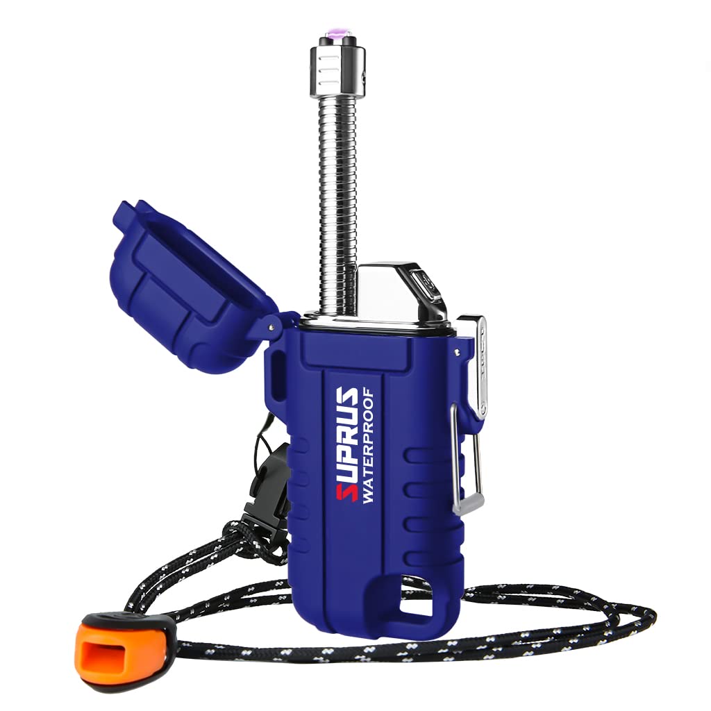 SUPRUS Wasserdichtes Winddichtes Arc Plasma Feuerzeuge USB-C Wiederaufladbar mit erweiterbarem und flexiblem Hals für Outdoor, Camping, Küche