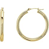 14k Yellow Gold 30mm Tube Hoop Earrings (30mm x 3mm)