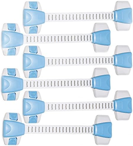 Baby Safety Locks-ElecNova Premiumm Squeeze-Release Child Locks for Cabinet,Refrigerator,Drawers,Microwave,Oven,Toilet Seat with 3M sticker, Adjustable Strap (Blue)