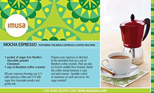 image for IMUSA USA B120-42T Aluminum Stovetop Coffeemaker 3-Cup, Red