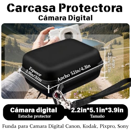 Funda para Cámara Digital,para Canon G7x Mark Iii/Ii/Sx740/Kodak Pixpro FZ/Sony DSCW800,Impermeable y rígido para Camara Fotografica, Bolsillo de Malla para Cables,Protectora portátil